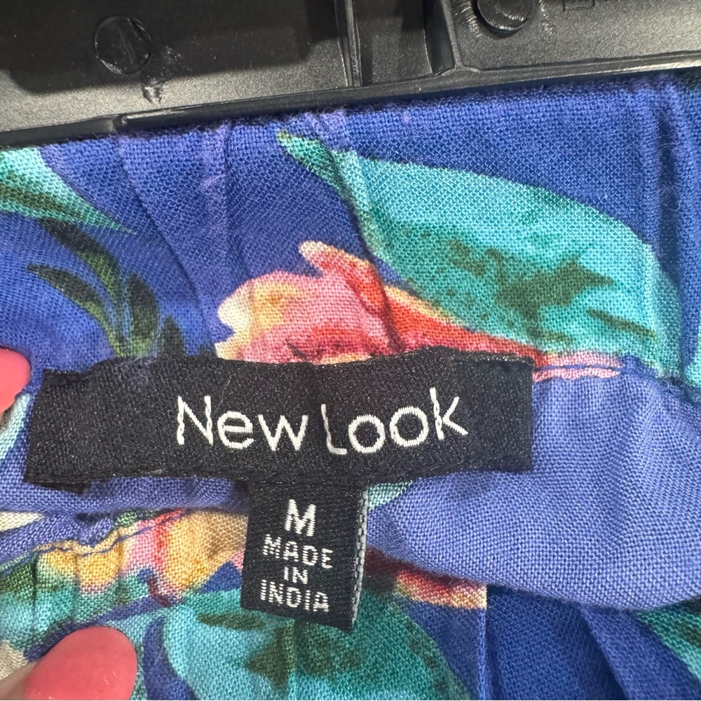 New Look Floral Wide Leg Pants - Blue and Pink - Picture 7 of 7